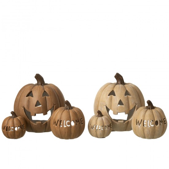 J Line Candle Holder Pumpkin Halloween Clay Caramel tea lights holders.