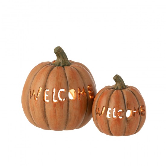 J Line Pumpkin Welcome Clay Caramel Large pumpkins.