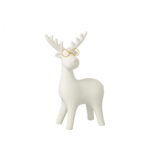 J Line Rendier 4 Poten Bril Porselein Wit Goudkleurig Large L17xB8xH26 cm rendieren elanden JO59826.