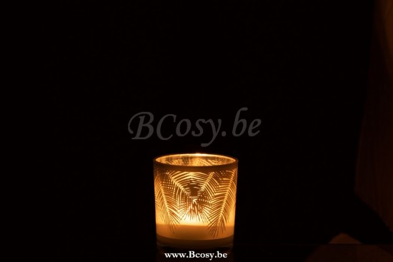 photophores Jolipa Jline Photophore Feuille Verre Blanc Small