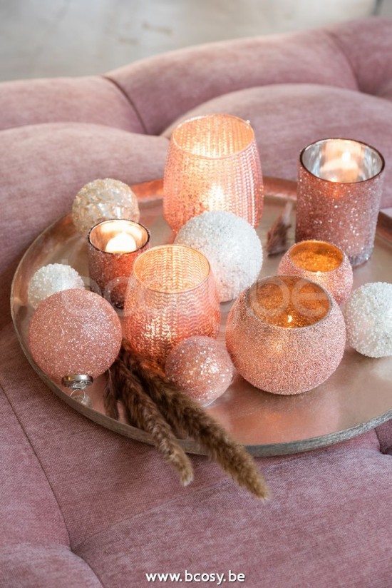 Jline Vela Bola De Navidad Perla Cristal Rosa