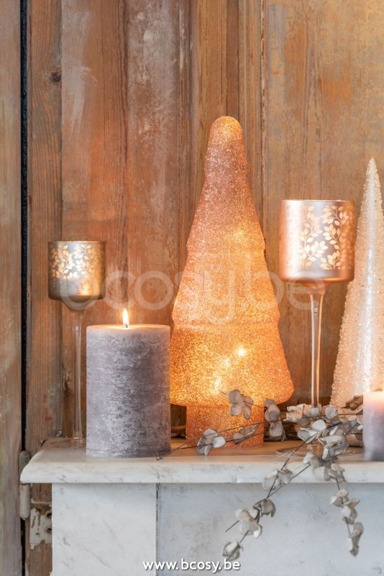 J Line Jline Albero Di Natale Led Perla Vetro Rosa Large Arbol De Navidad Led Perla Cristal Rosa Large