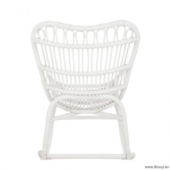 fauteuil a bascule en rotin blanc 110x66x93cm fauteuil bascule bambou et rotin blanc fauteuils a bascule rotin berceuses berçantes Jolipa Jline Fauteuil A Bascule Rotin Blanc Mat