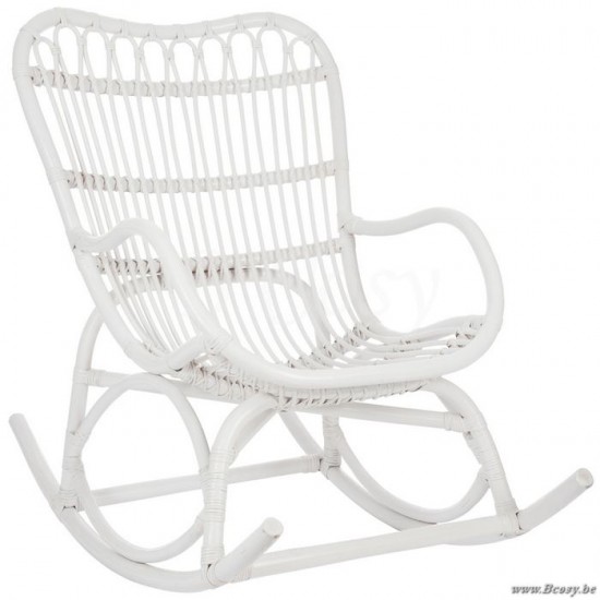 J Line 61391 Witte Rotan schommelstoel mat wit rattan schommelstoelen wipstoelen wiegelstoelen