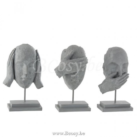 J Line 6171 Figuur Horen Zien Zwijgen Poly Grijs 28H figuren