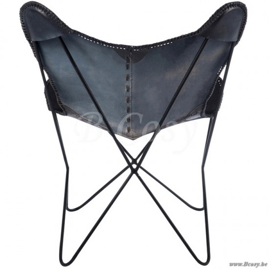 J Line Jline Lounge Stoel Leder Metaal Zwart