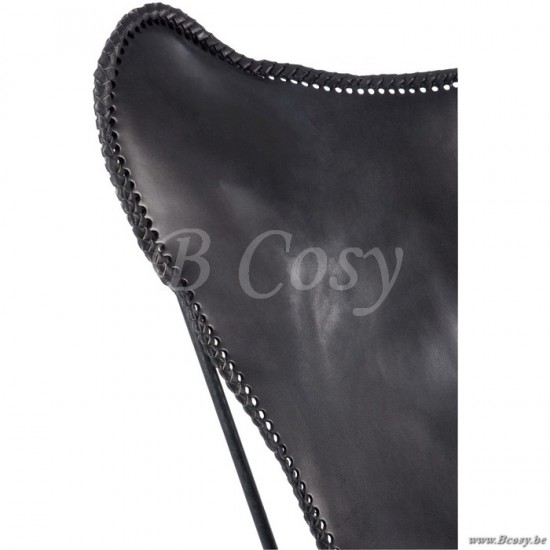 J Line Jline Lounge Chair Leather Metal Black bkf butterfly chairs