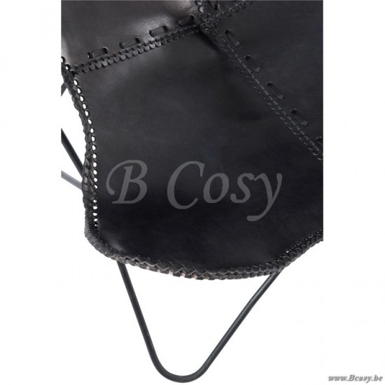 J Line Jline Lounge Sessel Leder Metall Schwarz schmetterlingstuhl schmetterlingstuehle fledermausstuhl fledermausstuehle