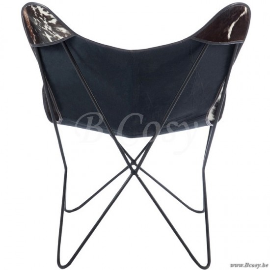 J Line Jline Lounge Stoel Koevel Metaal Wit Zwart