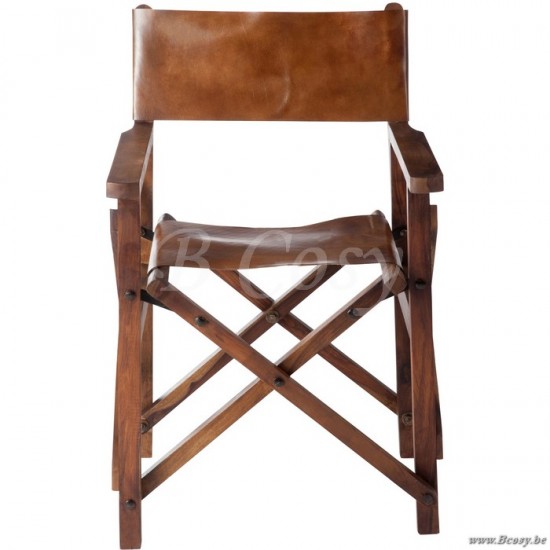 Jline 65017 J Line Regisseurstoel Bonifacius Leder kleur cognac Zitmeubels Siège Seat Sitzmöbel Asientos Sedie MEUBELEN Stoelen Krukken