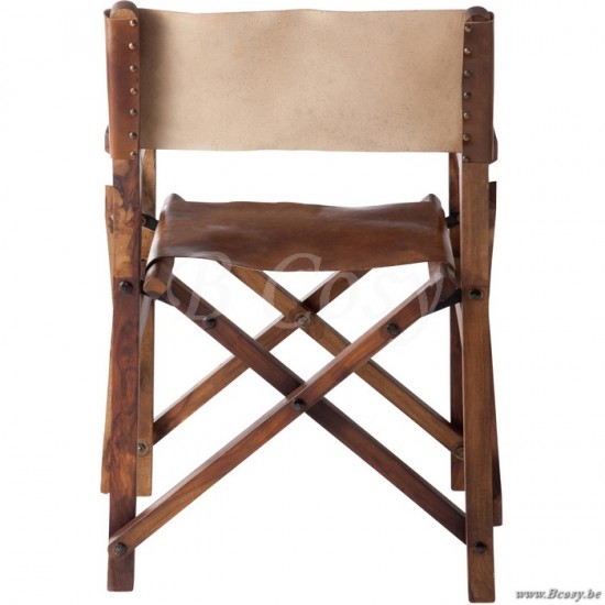 J Line Jline Regisseurstoel Plooibaar Hout Leder Cognac