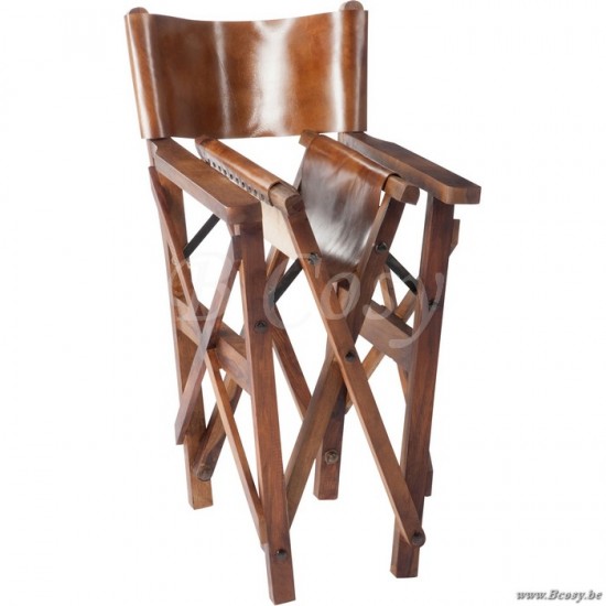 J Line Jline Sedia Amministratore Pieghevole Legno Pelle Cognac Silla De Director Plegable Madera Cuero Conac