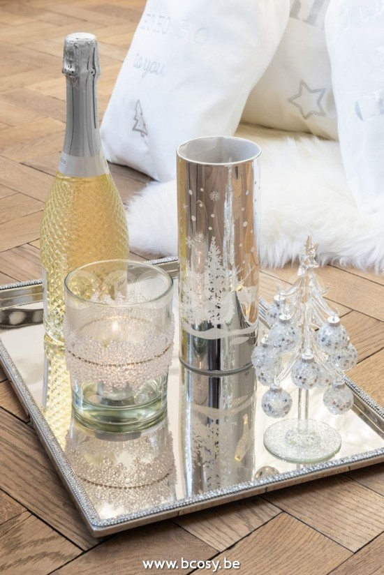 Jline Arbol Con Bolas Estrellas Cristal Plata Small