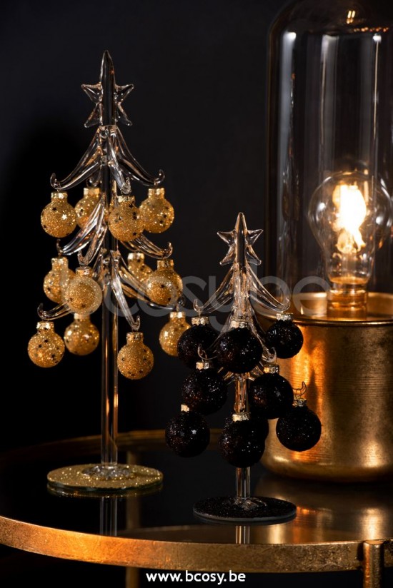 Jline Arbol Con Bolas Estrellas Cristal Negro Medium