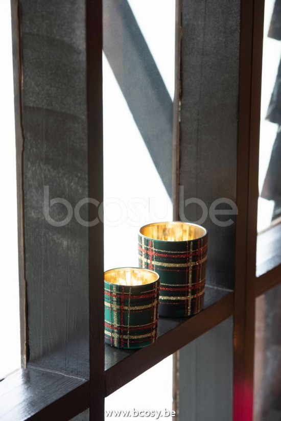 Jline Portavelas Ajedrezado Cristal Rojo Verde Small Surtido De 2