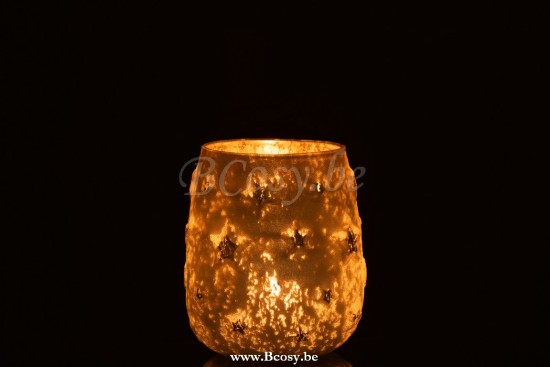 photophores Jolipa Jline Photophore Etoile Verre Antique Argent Large