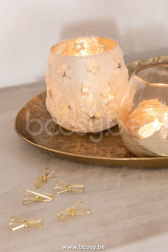 Jline Portavelas Estrella Cristal Antiguo Oro Small