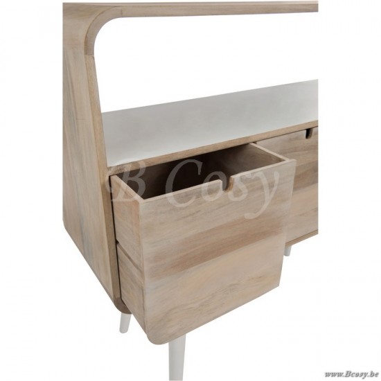 J Line Jline Console 3 Cassetti Retro Legno Naturale Bianco 105X35X100Cm Consola 3 Cajones Retro Madera Natural Blanco 105X35X100Cm