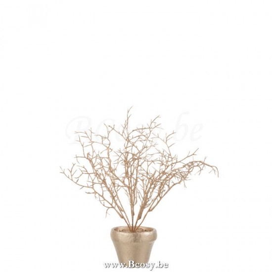 J Line 6863 Boompje In Pot Glitter Plastiek Champagne kerstbomen