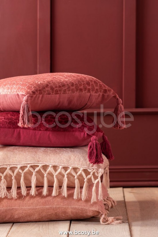 J Line Jline Cuscino Motivi Cotone Rosso Scuro Almohada Motivo Algodon Rojo Oscuro