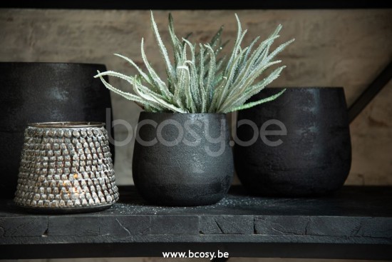 Jline Maceta Irregular Crudo Ceramica Negro Small