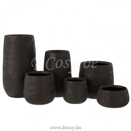 vases Jolipa Jline Vase Irregulier Rugueux Ceramique Noir Large