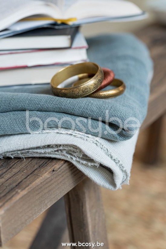 Jline Plaid Délavé Lin Gris Clair 150X200Cm