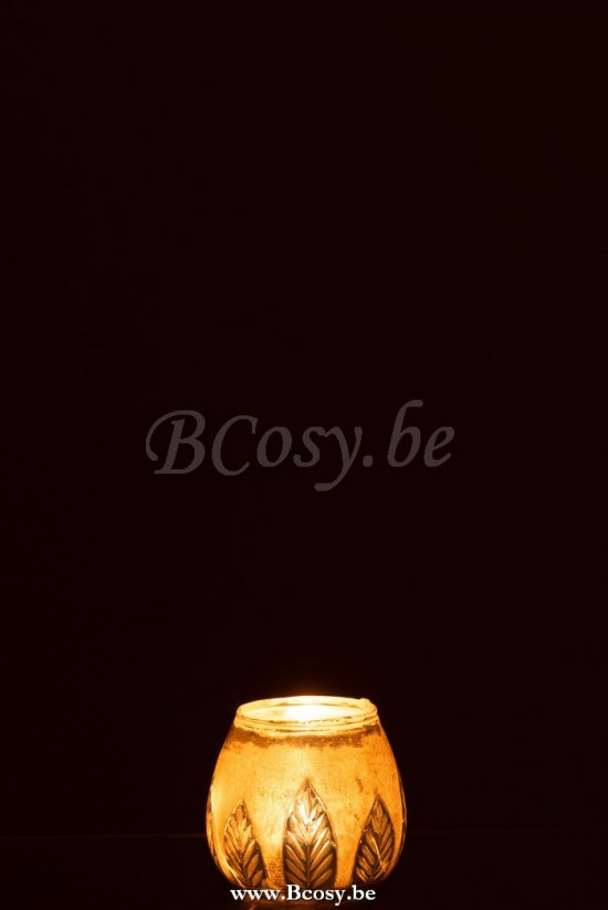 photophores Jolipa Jline Photophore Feuille Rond Verre Argent Small