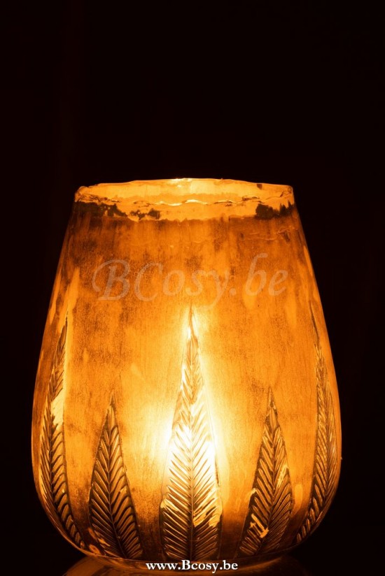 photophores Jolipa Jline Photophore Feuille Rond Verre Argent Large