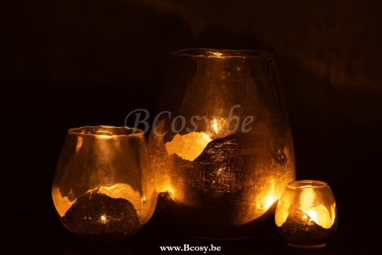 J Line Jline Teelichthalter Zoe Rund Glas Gold Large t lichthalter teelichtleuchter teelichte