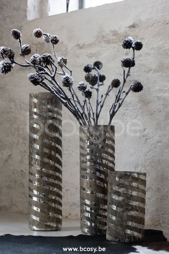 Jline Jarron Lineas Redondo Cristal Plata Small