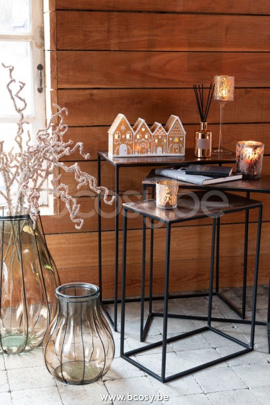 Jline Set De 3 Mesa Auxiliar Rectangular Aluminio Herrumbre