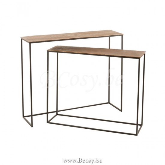 J Line 7591 Set Van Twee Console Rechthoek Aluminium Roest 99 consoles wandtafels