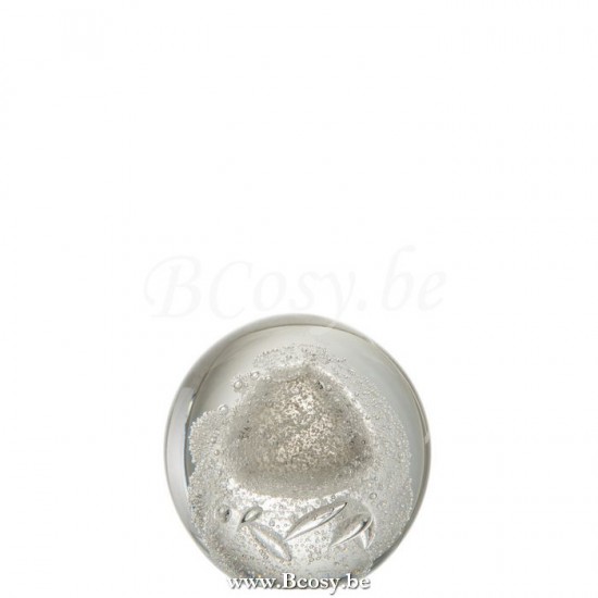 J Line 7604 Presse Papier Bubbel Glas Zilver Large 13H papierklemmen