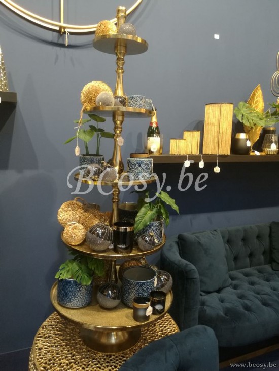 J Line Jline Tablett 5Niveau Rund Aluminium Gold tabletten