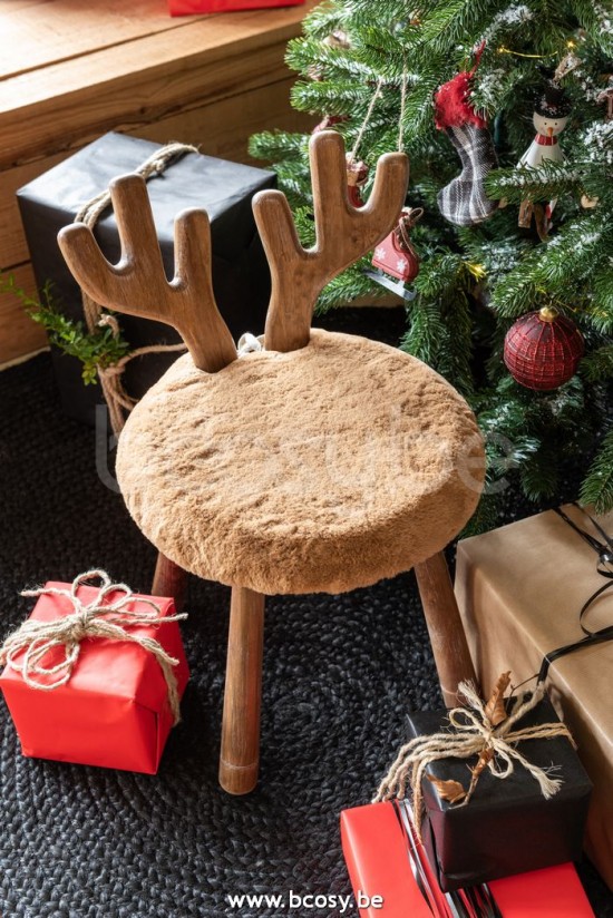 J Line Jline Sedia Orecchio Cervo Legno Naturale Silla Oreja Ciervo Madera Natural