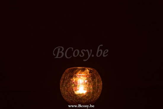 lanternes photophores Jolipa Jline Photophore Boule Craquele Verre Effet Nacre Mauve Small