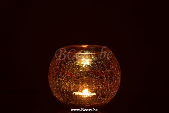 lanternes photophores Jolipa Jline Photophore Boule Craquele Verre Effet Nacre Mauve Large