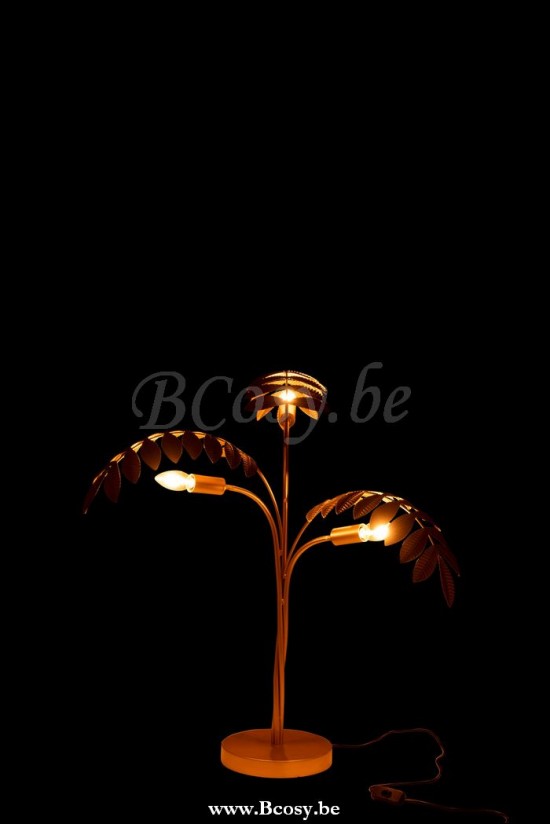 Éclairage Armatures Luminaires D'intérieur Pieds De Lampe Avec Abat Jour Lampes De Table Jolipa Jline Lampe Palmier Zinc Or