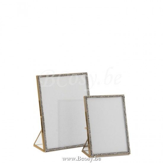 J Line Jline Photoframe Jewel Metal Glass Gold Large photo holder picture frame holders frames