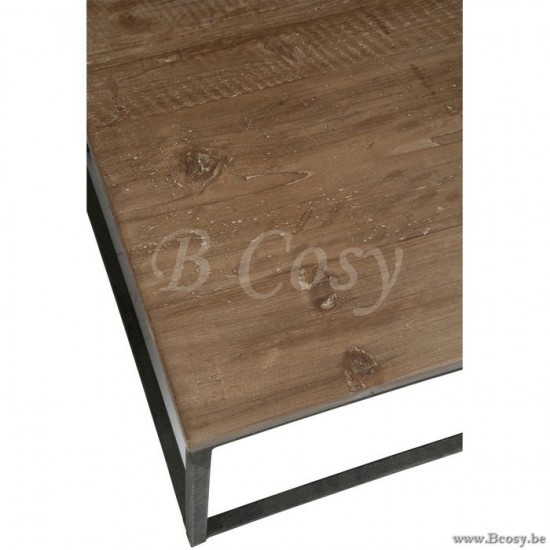 Bout de canapé carré en bois et métal noir Industriel tables de salon basse Jolipa Jline Table Gigogne Bois Metal Marron Noir