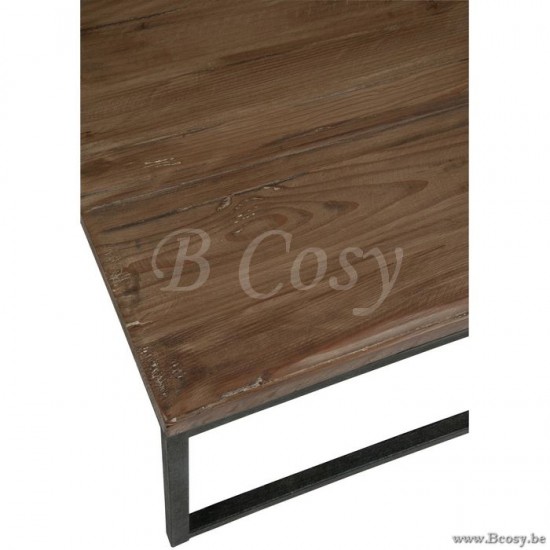 J Line Jline Set 2 Salontafels Hout Metaal Bruin Zwart