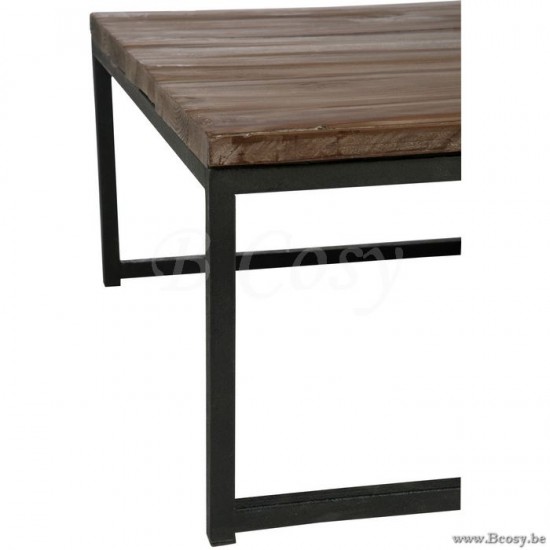 J Line Jline Set 2 Coffee Tables Wood Metal Brown Black coffee tables