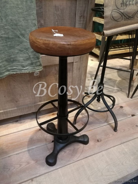 J Line Jline Bar Stool Leather Metal Brown bar stools