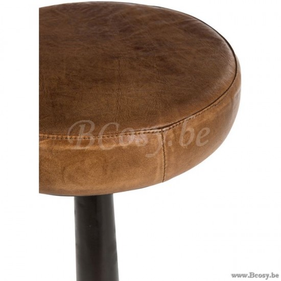 chaises tabourets de bar Jolipa Jline Tabouret Cuir Metal Brun