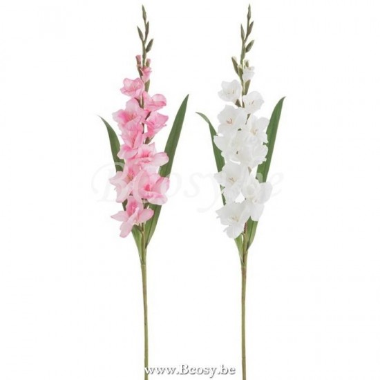 J Line 83306 Gladiool Fresh Touch Plastiek Wit Roze 102H bloemen flores fiori