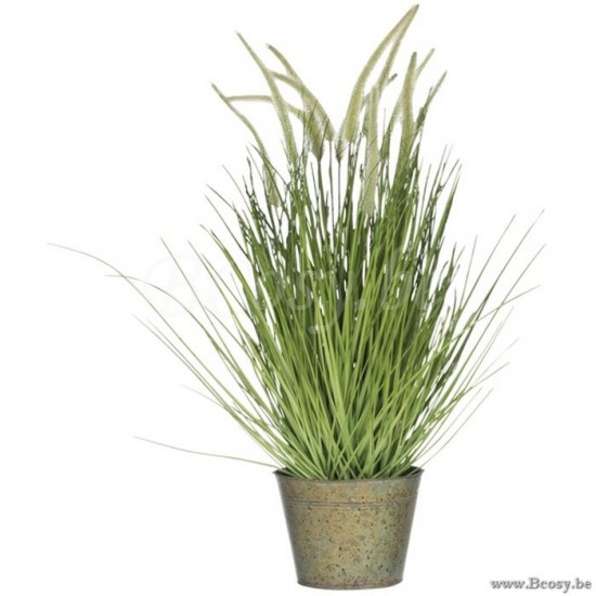 J Line 83460 Grassen Staarten In Pot Metaal Groen Plastiek Groen Medium 80H planten kunstplanten kunstboom kunstbomen kunstplantjes