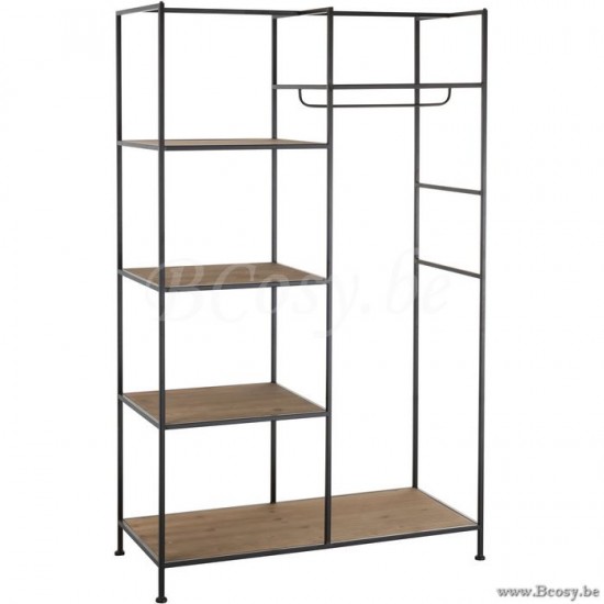 Jline 84917 halkapstok kledingrek met schappen j line Meubels Meubles Furniture Möbel Muebles Mobili MEUBELEN Rekken Opbergin.