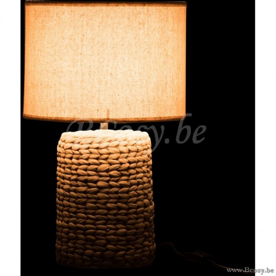 Éclairage Armatures Luminaires D'intérieur Pieds De Lampe Avec Abat Jour Lampes De Table Jolipa Jline Pied De Lampe Abat Jour Tresse Epaisse Beton Coton Naturel Small