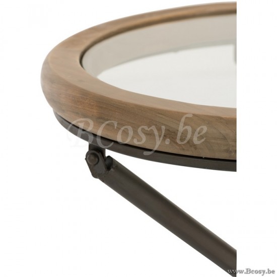 tables d appoint bouts de canapé Jolipa Jline Table Ronde Bois Verre Marron Small